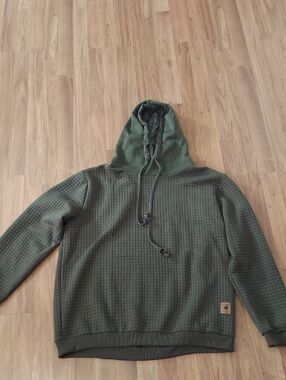Quilted Olive Green Pullover Hoodie